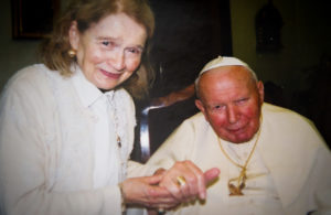 Poet Lena Allen-Shore holds the hand of her dear friend Blessed John Paul II in this undated photo