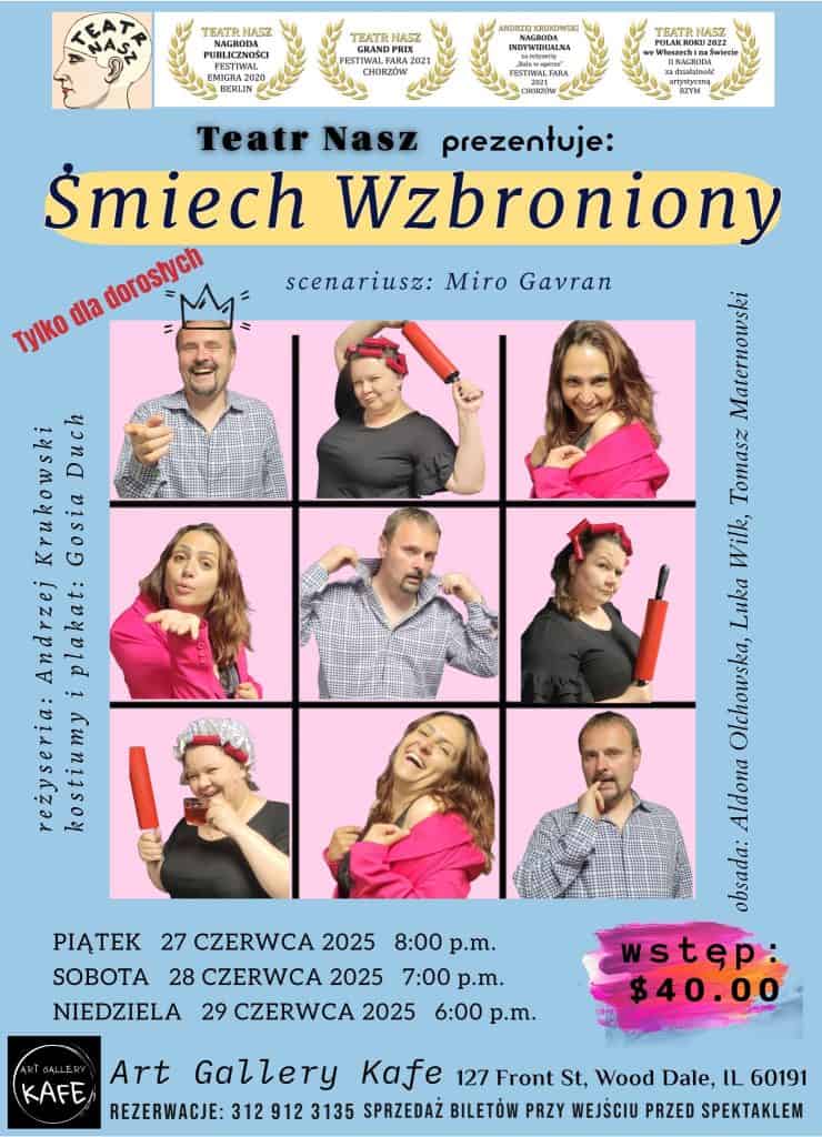 plakat sztuki śmiech wzbroniony teatru nasz