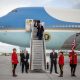 President Donald Trump disembarks Air Force One at Calgary International Airport, Sunday, June 15, 2025, en route to the G7 Summit. (