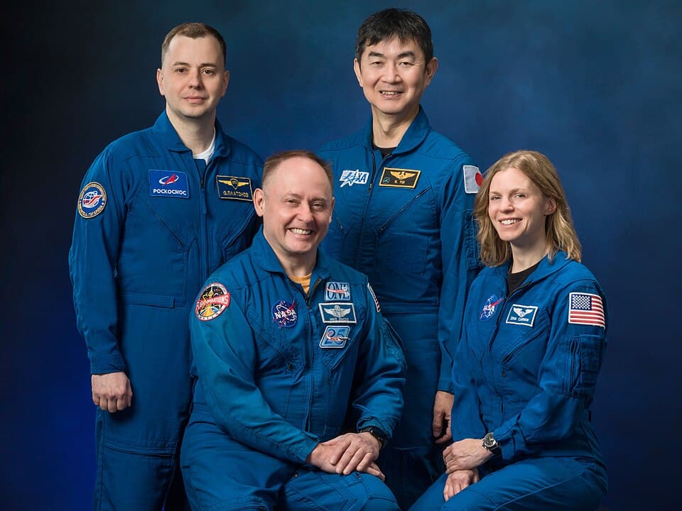 Official Crew-11 Crew Portraits with Mike Fincke, Zena Cardman, Kimiya Yui, Oleg Platonov. Photo Date: February 24, 2025. Location: Building 8, Room 183 - Photo Studio. Photo Credit: NASA/Robert Markowitz