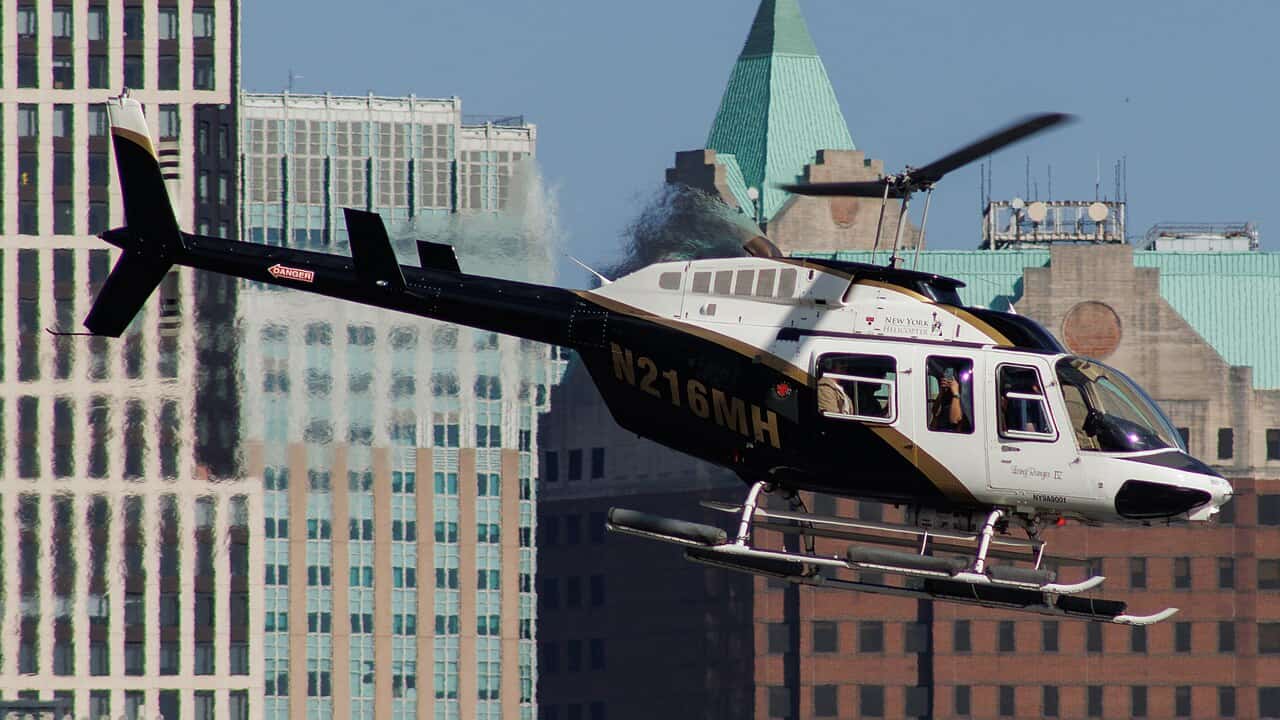 Zdjęcie Bell 206L wykonane w 2024 roku. 10 kwietnia 2025 roku rozpadł się nad NY
