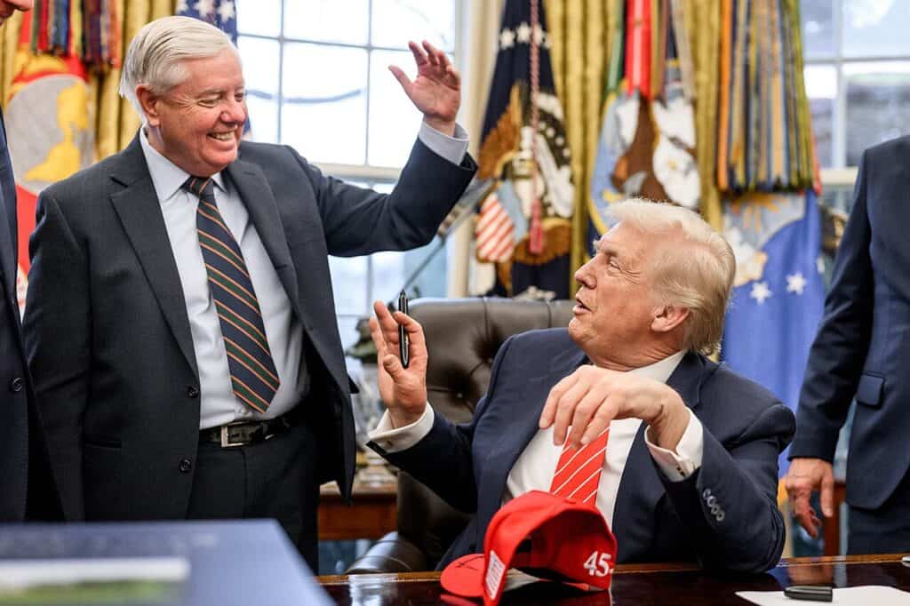 Graham i Donald Trump w lutym 2026 r.