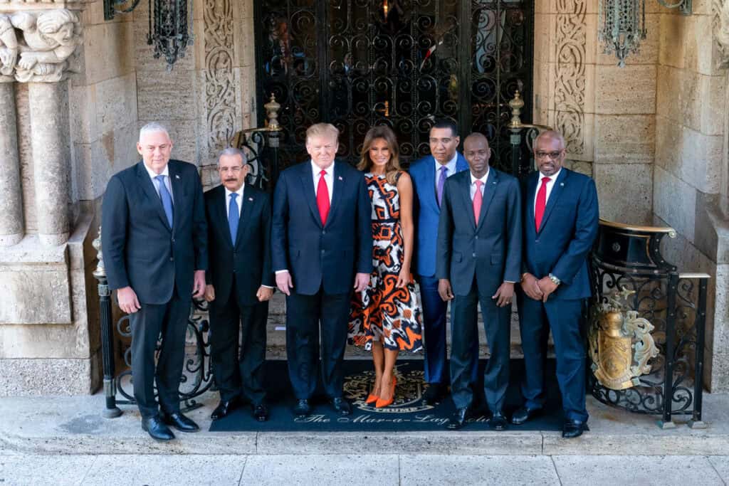 Moïse i inni przywódcy z Karaibów z prezydentem USA Donaldem Trumpem na Florydzie w 2019 roku